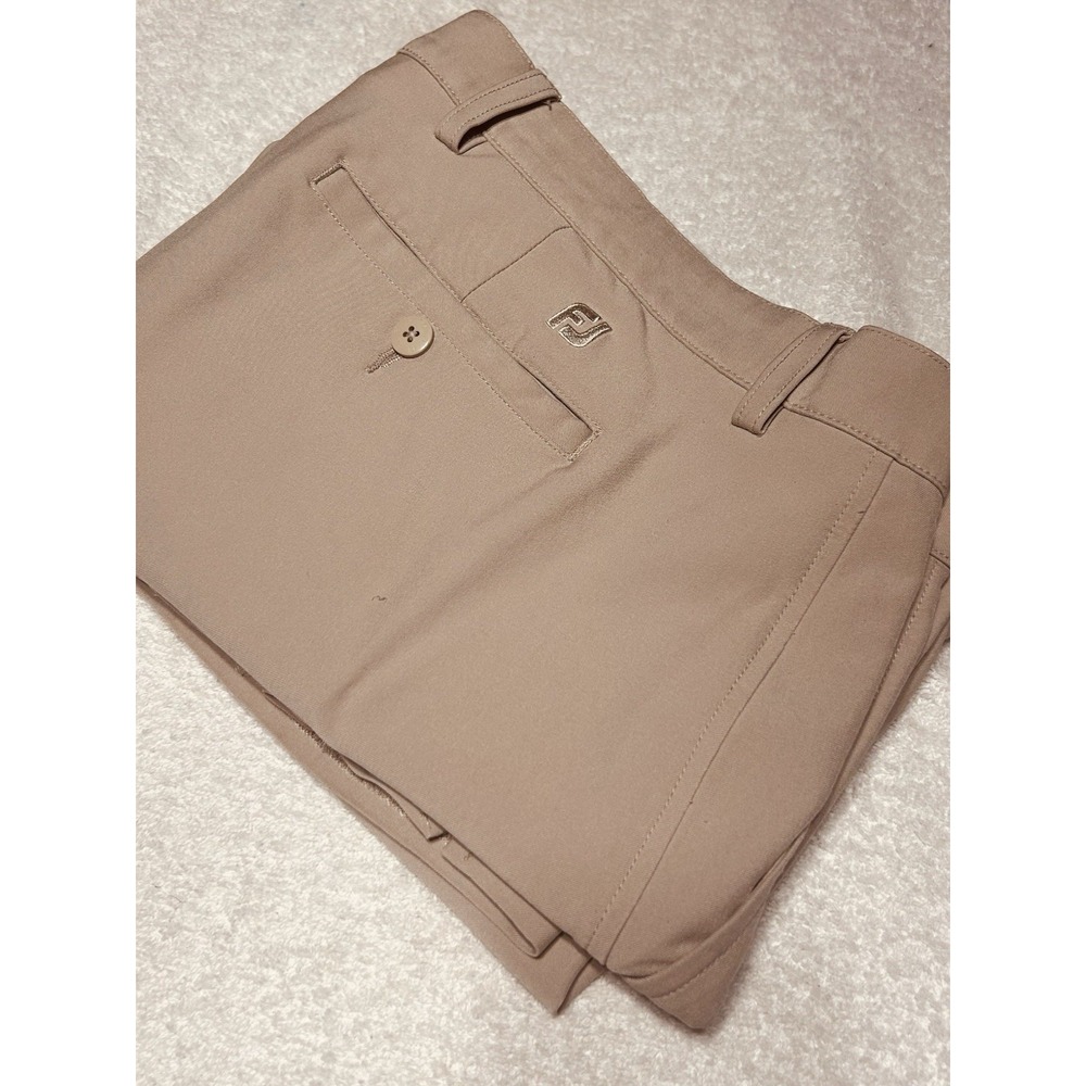 FootJoy FJ Mens Performance Flat Front Golf Pants Khaki Beige 42x30 Stretch